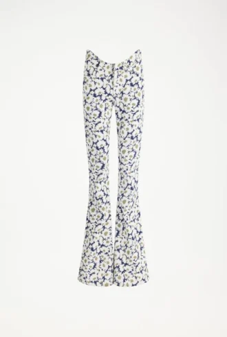 Curved-jeans i denim med blommönster