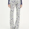 Curved-jeans i denim med blommönster