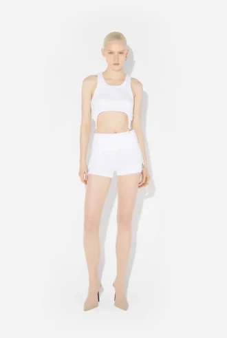 De vita minishortsen med strumpeband