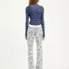 Curved-jeans i denim med blommönster