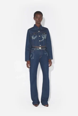 Denimjeans med trompe l’œil-effekt
