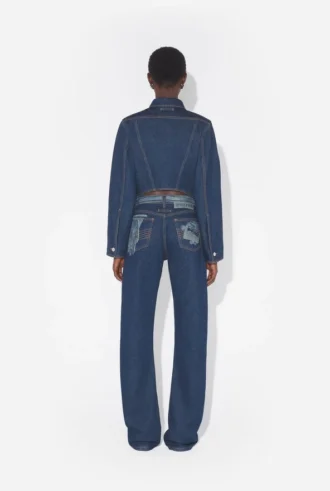 Denimjeans med trompe l’œil-effekt